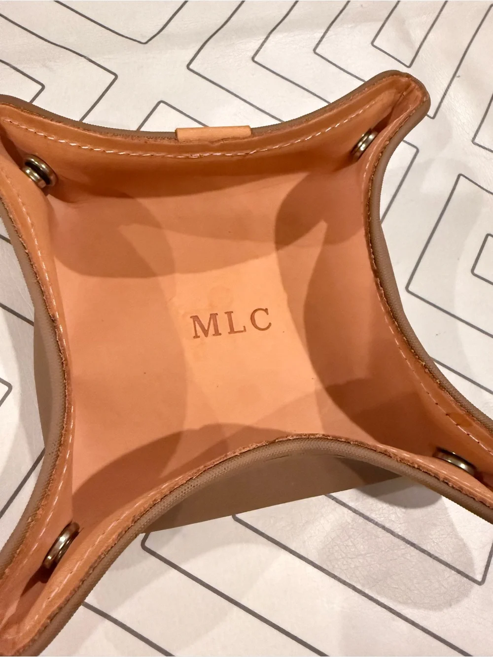 Jon Hart Personalized Brown Leather Valet Tray - Monogram MLC